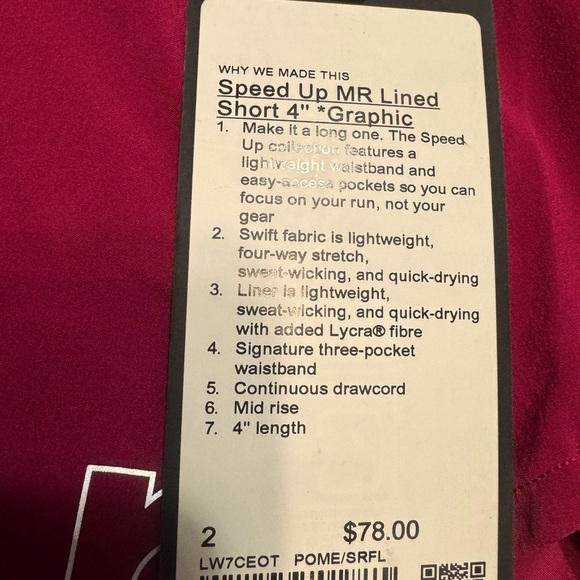 RARE Lululemon Speed Up Mid Rise Lined Shorts 4” Size 2 Limited Ed Pomegranate - Picture 10 of 13
